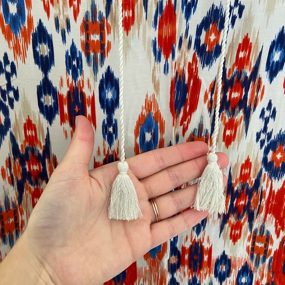 EUC | BLL New York women’s sleeveless tribal pattern tassel‎ knee length dress - Picture 4 of 7